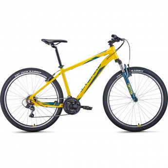Велосипед FORWARD APACHE 27,5 1.0 (2022) желтый/зеленый с рамой 19" Велосипед FORWARD APACHE 27,5 1.0 (2022) желтый/зеленый с рамой 19"